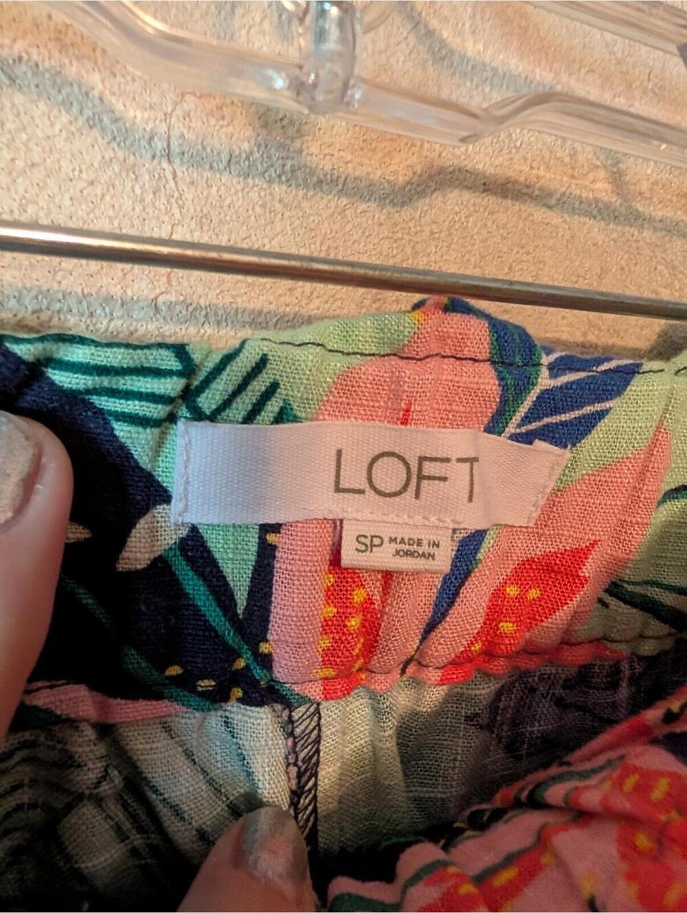 LOFT blue pink floral wide leg pants sz 4 - Picture 5 of 7